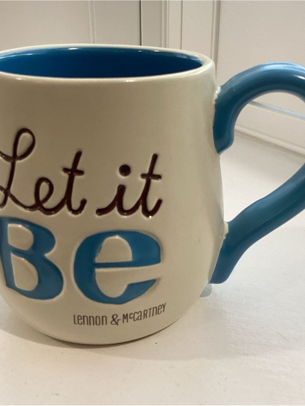 Hallmark Cream and Blue 'Let it Be' Ceramic Mug